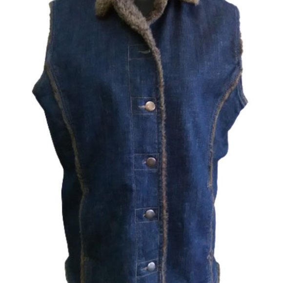 Denim Outer Vest Faux Fur Denver Hayes (L) - Picture 2 of 10